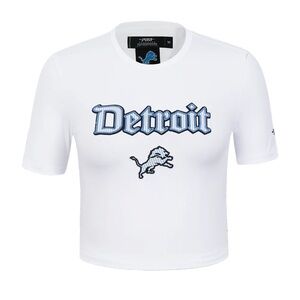 Pro Standard Detroit Lions hologram women's single jersey box crop tee NWT